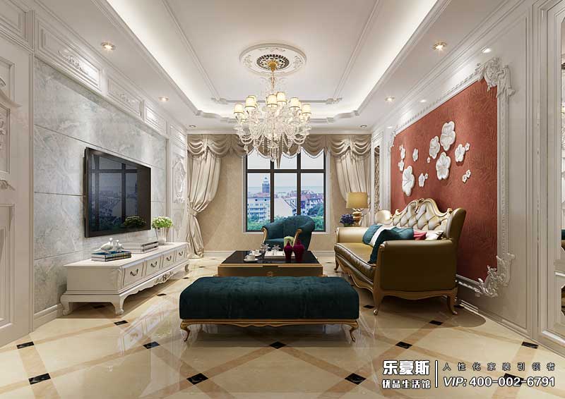 东胜紫御公园广场法式风格装修效果图