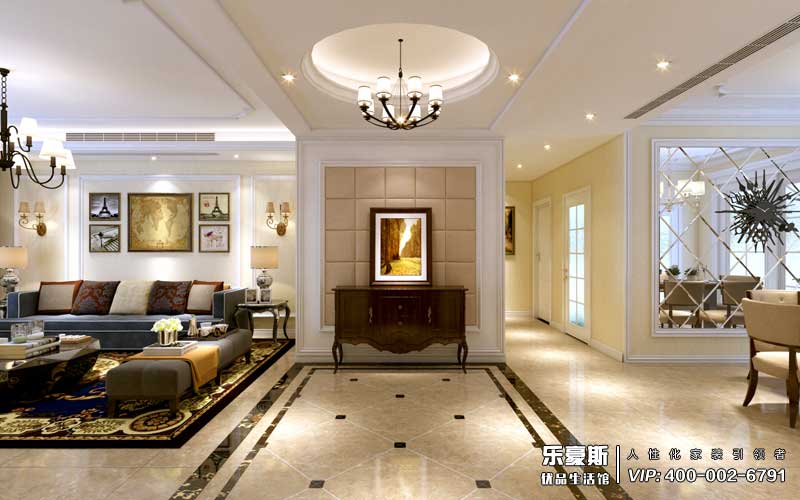 瀚唐三期三室两厅美式风格装修效果图