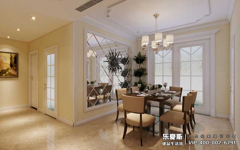 瀚唐三期三室两厅美式风格装修效果图