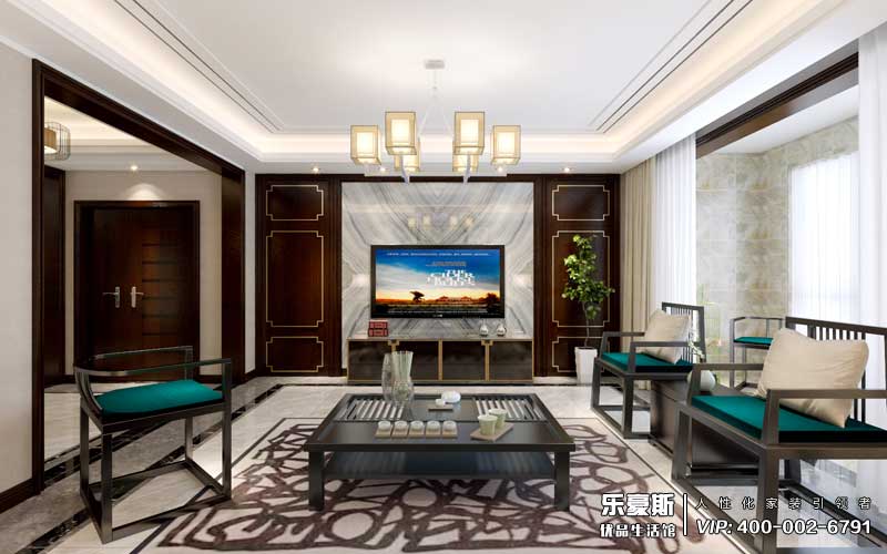 盛世御城三室两厅新中式风格装修效果图