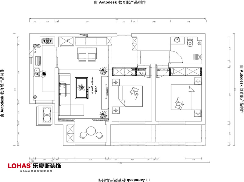 长九中心98平米简约装修效果图