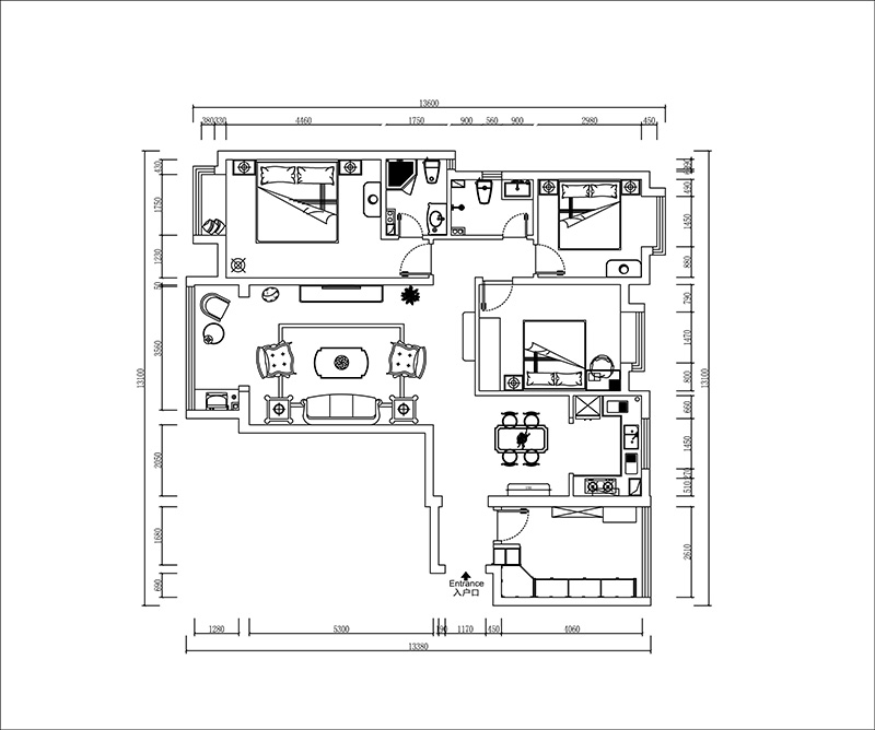 瑞城三室两厅135平米装修