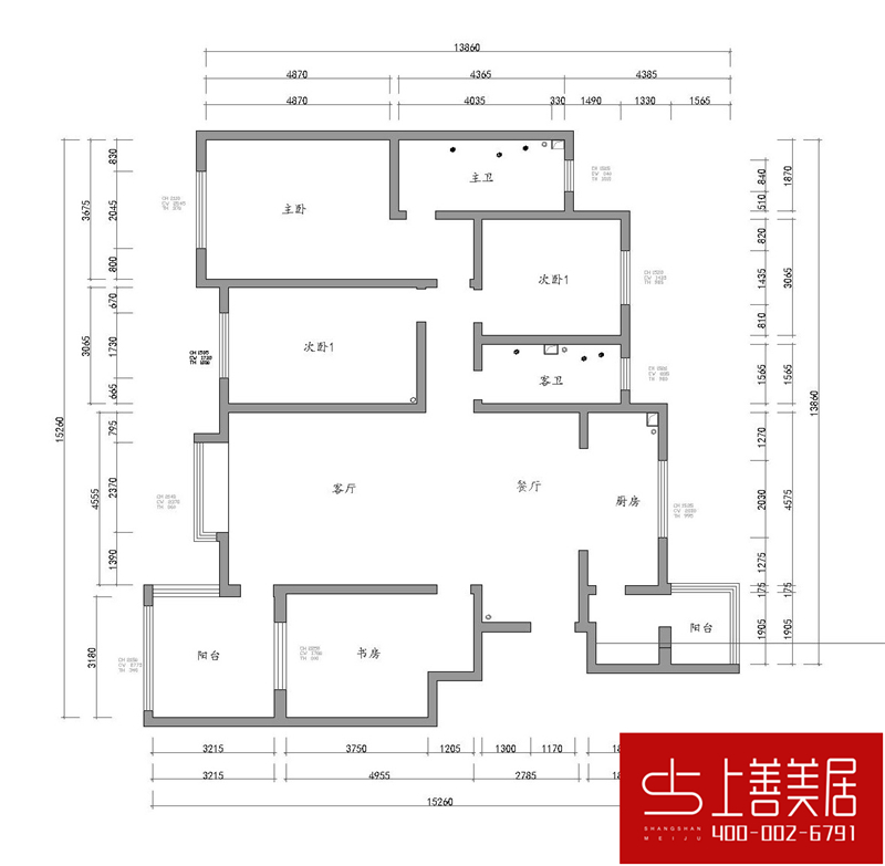 珑玺山170平四室两厅简欧风格装修效果图