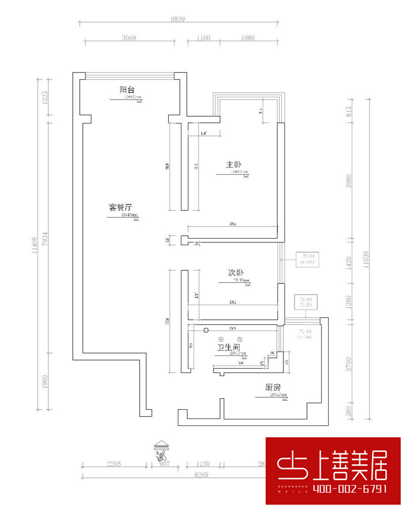 瑞府90平两室两厅简欧风格装修效果图