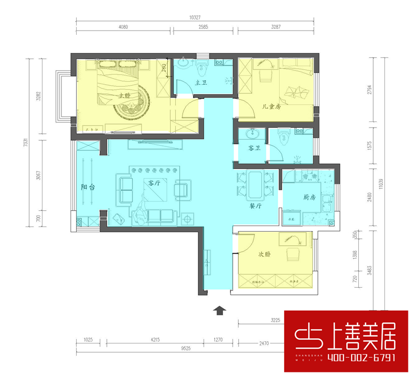 紫晶悦城124平三室两厅现代奢华风格装修效果图动静图