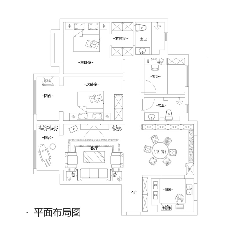 保利拉菲朗菲园147平美式装修效果图