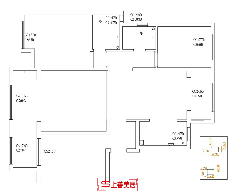 荣盛城/三室两厅/140㎡装修效果图