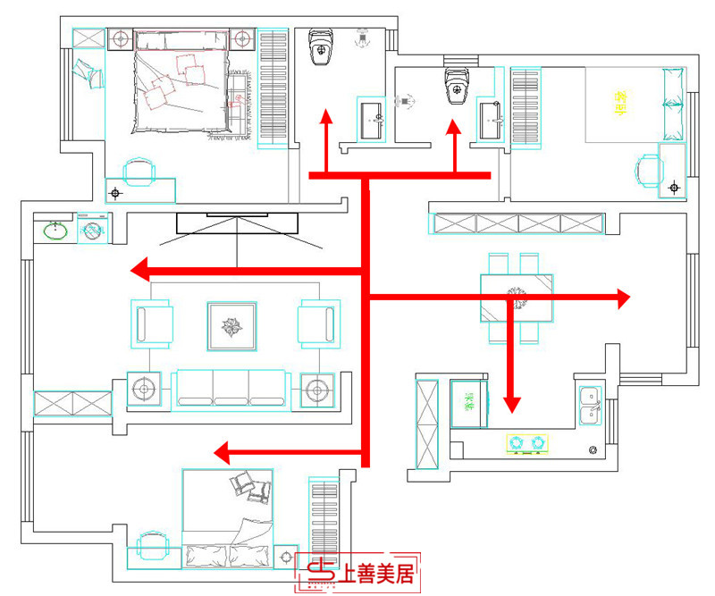 荣盛城/三室两厅/140㎡装修效果图