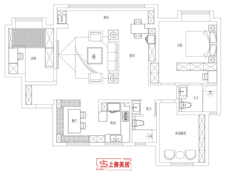 金辉优步大道143平简美风格户型图