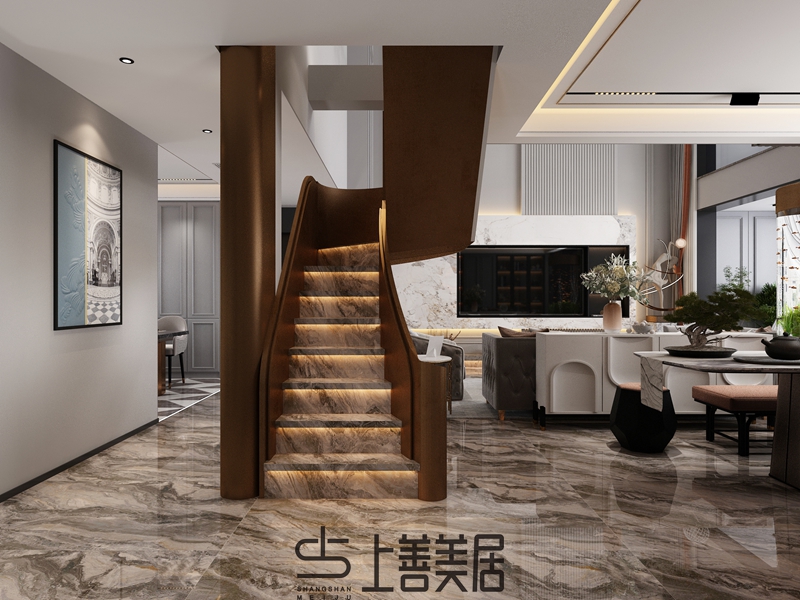 龙溪城300㎡上跃装修法式后现代效果图