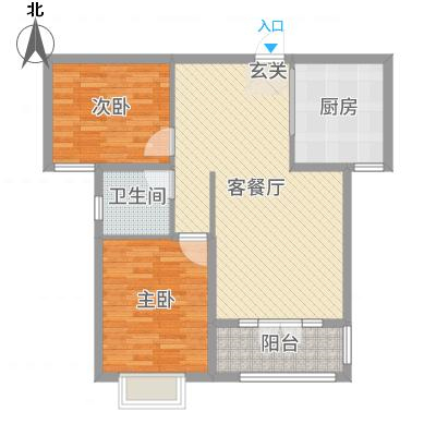 天玺名著2室2厅1卫1厨92平米户型图