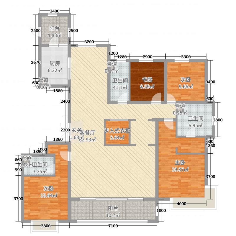 中冶德贤公馆4室2厅3卫1厨212.00㎡户型图