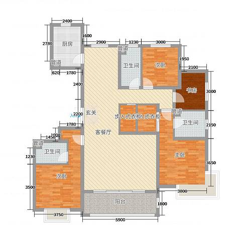 中冶德贤公馆4室2厅3卫1厨174.00㎡户型图