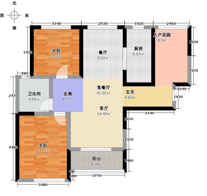 国源和天下2室1厅1卫1厨92.00㎡户型图