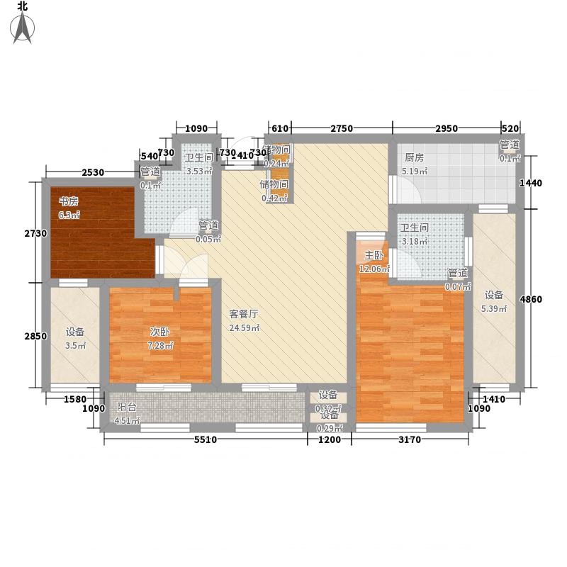 林荫大院3室1厅2卫1厨116㎡户型图