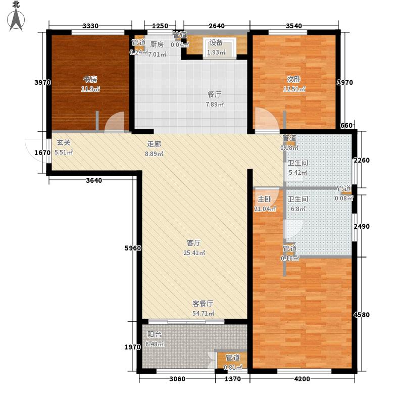 林荫大院3室1厅2卫0厨138.00㎡户型图