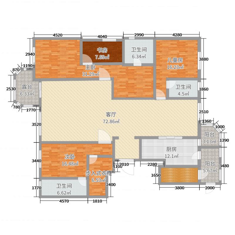 天山九峰4室1厅3卫1厨251㎡户型图