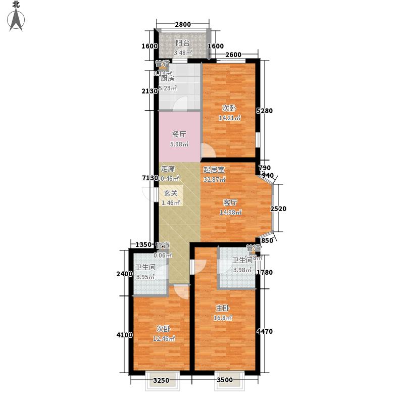 弘石湾3室0厅2卫1厨132.00㎡户型图