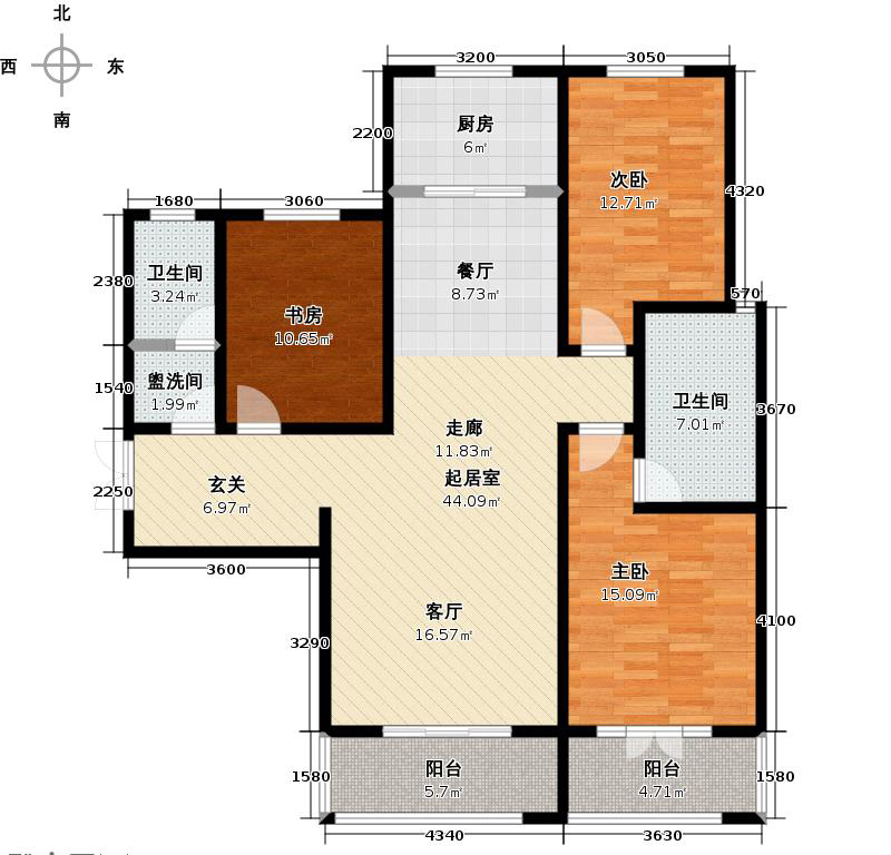 帝王国际3室2厅2卫1厨147.00㎡户型图