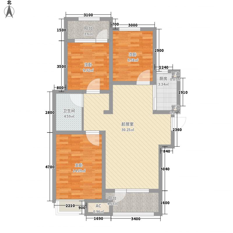 天下锦程3室0厅1卫1厨125.00㎡户型图