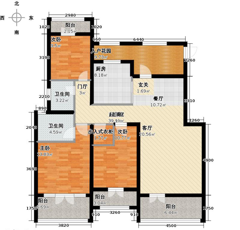 天下锦程3室3厅2卫1厨132㎡户型图