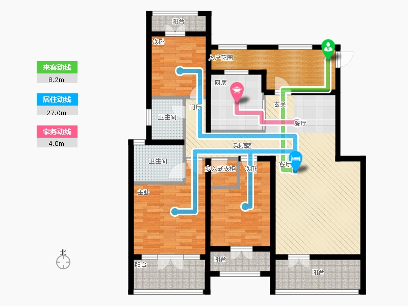 天下锦程3室3厅2卫1厨132.00㎡动静线图