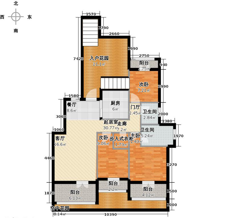 天下锦程3室2厅2卫1厨137㎡户型图