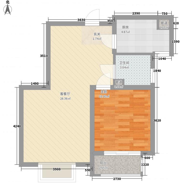 雨荷水岸1室1厅1卫1厨69㎡户型图