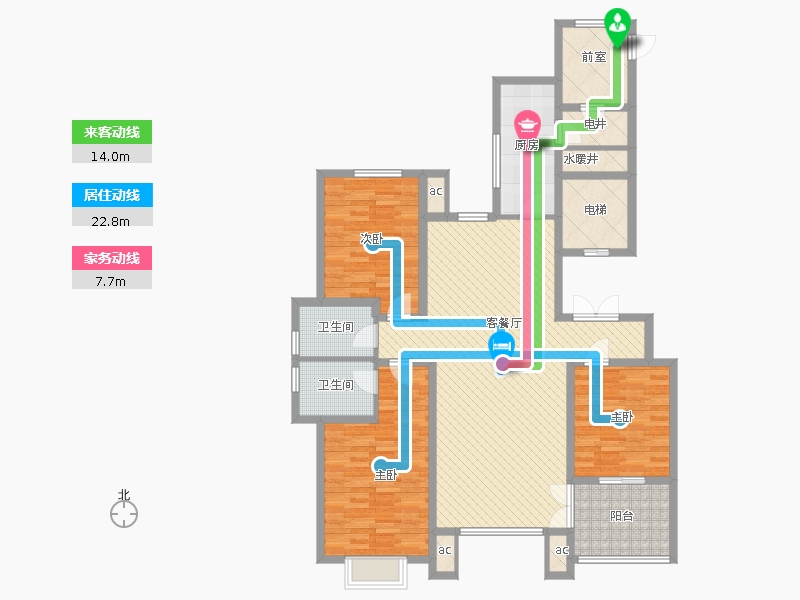 盛世御城3室1厅2卫1厨173㎡动静线图