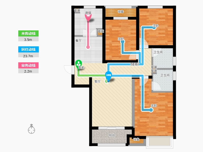 天下锦程3室1厅2卫1厨123㎡动静线图