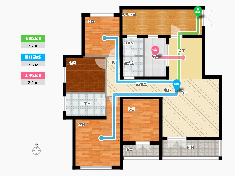 天下锦程4室3厅2卫1厨136㎡动静线图