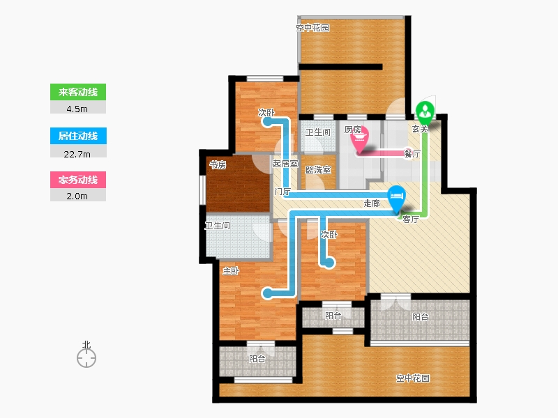 天下锦程4室3厅2卫1厨141㎡动静线图