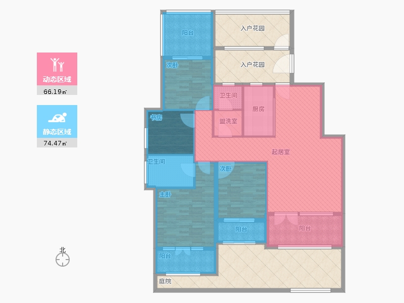 天下锦程4室2厅2卫1厨167㎡动静分区图