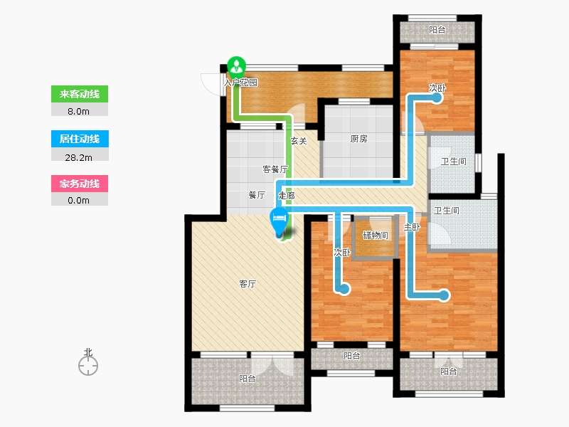 天下锦程3室1厅2卫1厨175㎡动静线图