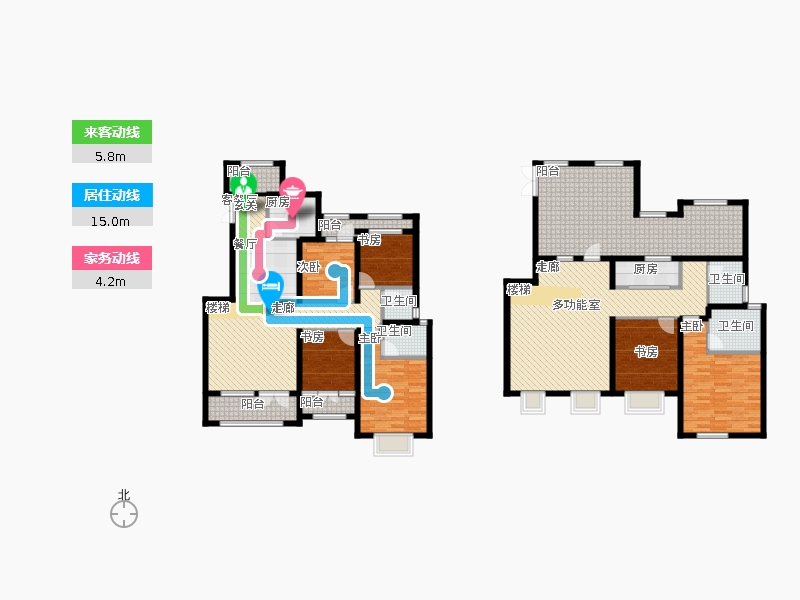 天下锦程6室1厅4卫2厨277㎡动静线图