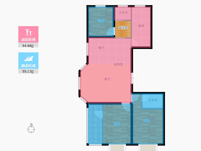 同祥城3室2厅2卫1厨142㎡动静分区图